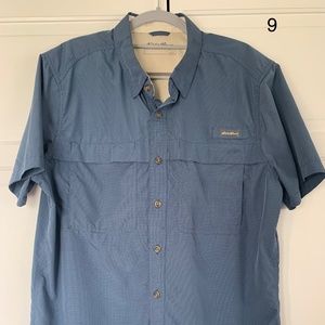 Eddie Bauer, blue, short sleeve, vented fishing‎ shirt- large